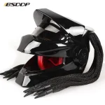Predator Fiber glass Motorcycle Helmet Full Face Iron Warrior Man unique stylish flip up Helmet moto with LED spotlight - Image 3